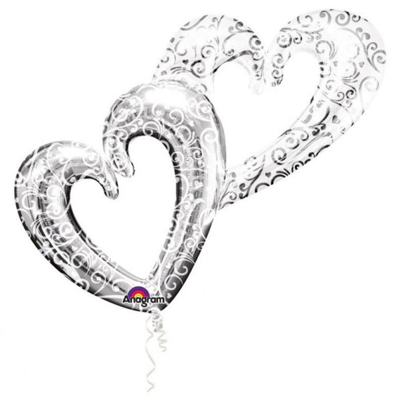 Anagram Interlocking Hearts Foil Balloon 53in