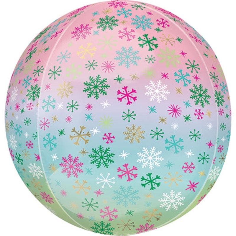 Anagram Ombre Snowflakes Orbz Foil Balloon 16in