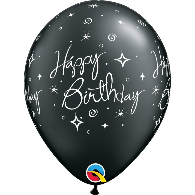 Birthday Elegant Sparkles Black Round Printed Latex Balloon 11in / 28cm