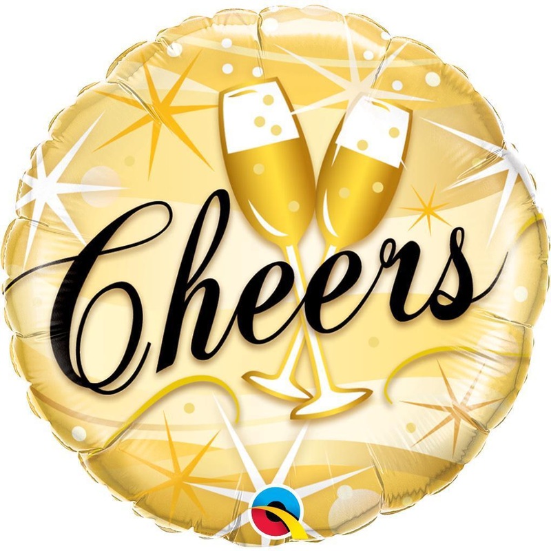 Cheers Starbursts Gold Round Foil Balloon 18in / 46cm