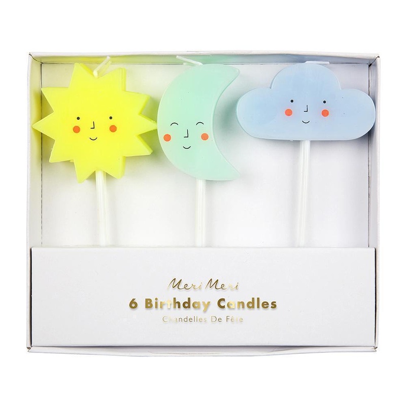 Cloud, Sun & Moon Candles - Pack of 6