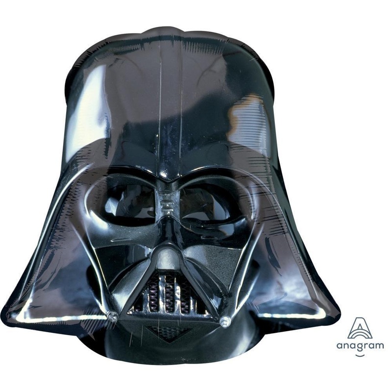 Darth Vader Helmet Black Die Cut Foil Balloon 25in x 25in / 64cm x 64cm