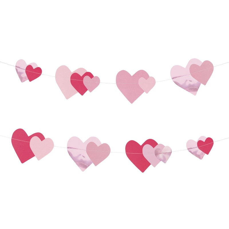 Foil and Paper Garland - Pink Hearts