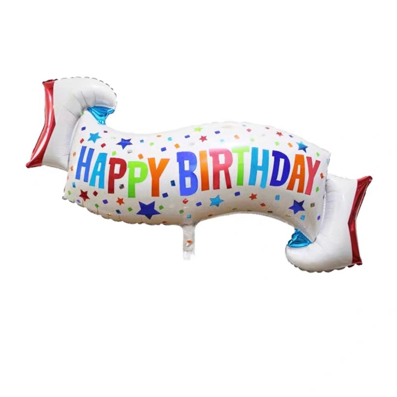 "Happy Birthday" Banner Shape Foil Balloon 36in