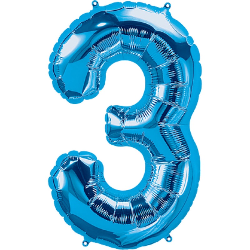 Number "3" Blue Foil Balloon 40in