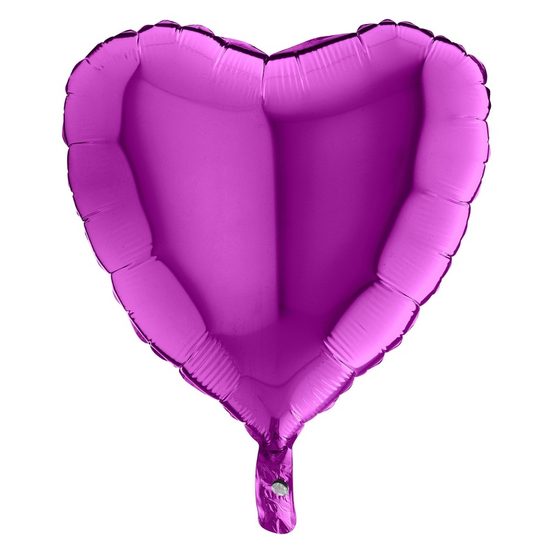 Purple Pink Heart Plain Foil Balloon 18in / 45cm