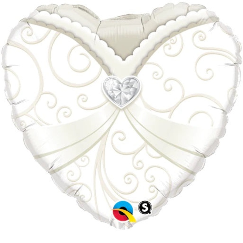 Qualatex Heart Wedding Cown Heart Foil Balloon 18in
