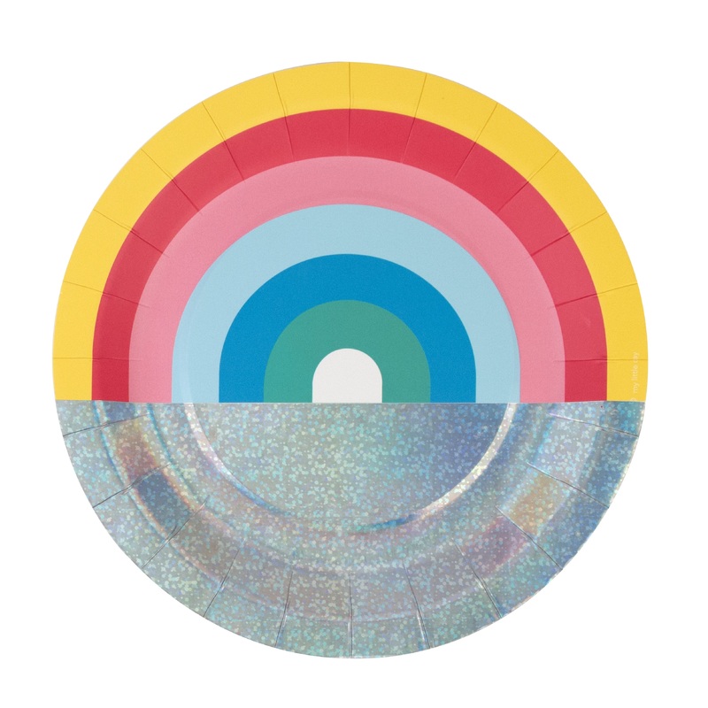 Rainbow Round Paper Plates 9in / 23cm - Pack of 8