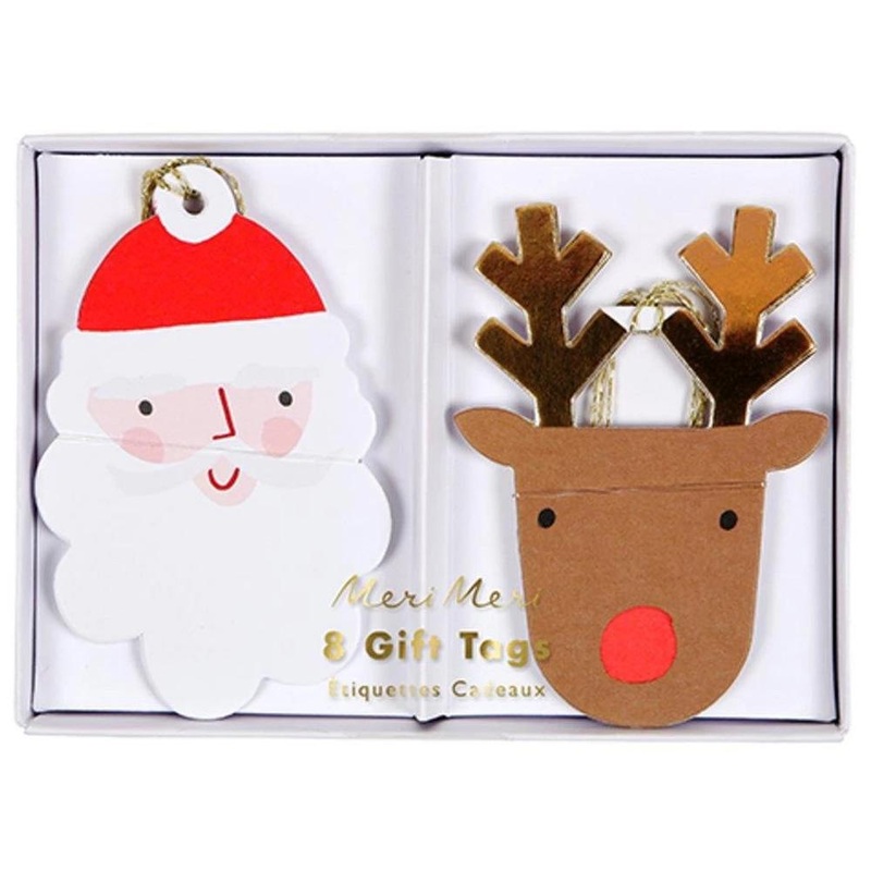 Santa & Reindeer Gift Tags - Pack of 8