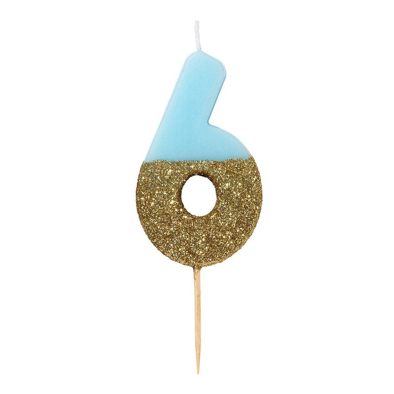 Talking Tables Blue Glitter Number Candle 6