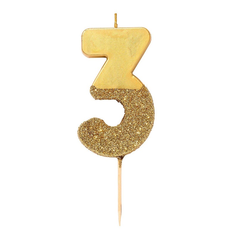 Talking Tables Gold Glitter Number Candle 3
