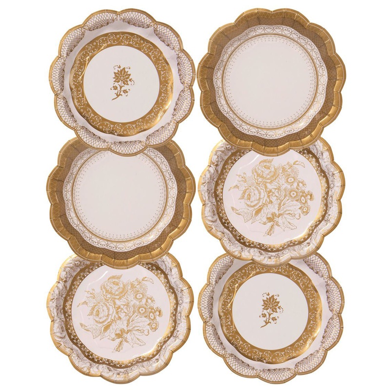 Talking Tables Gold Procelain Small Paper Plates - Pack of 12