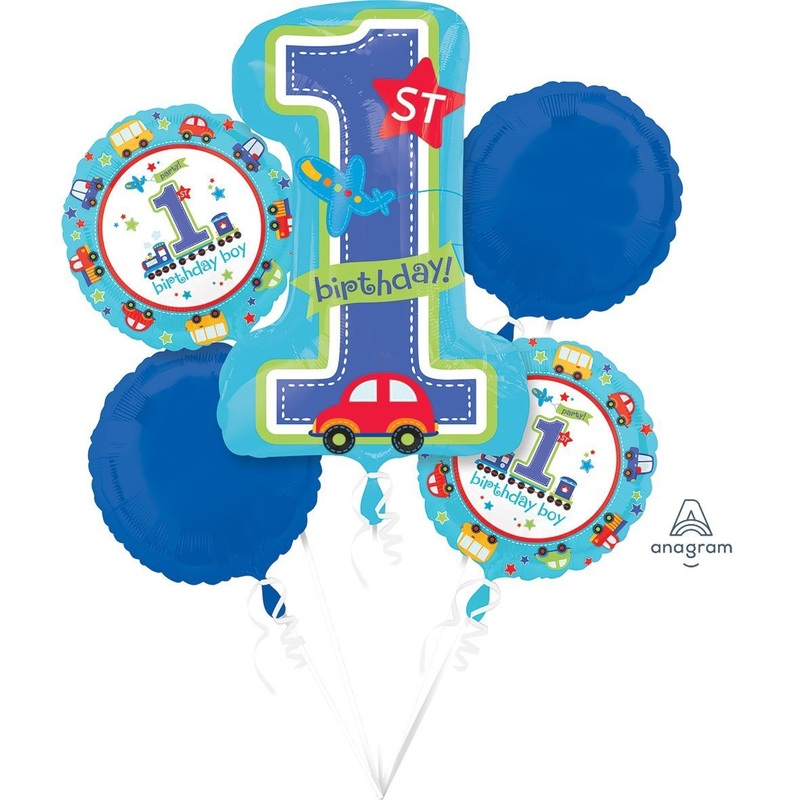 All Aboard Boy (1st Birthday) - Foil Balloon Bouquet