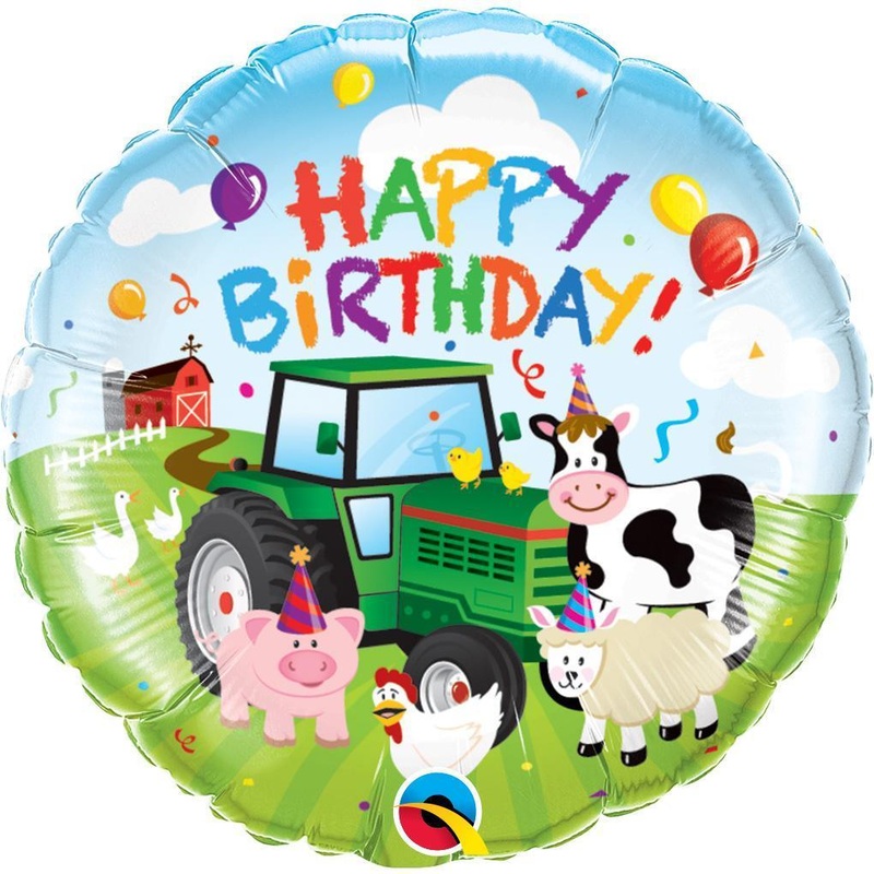 Birthday Barnyard Round Foil Balloon 18in / 46cm
