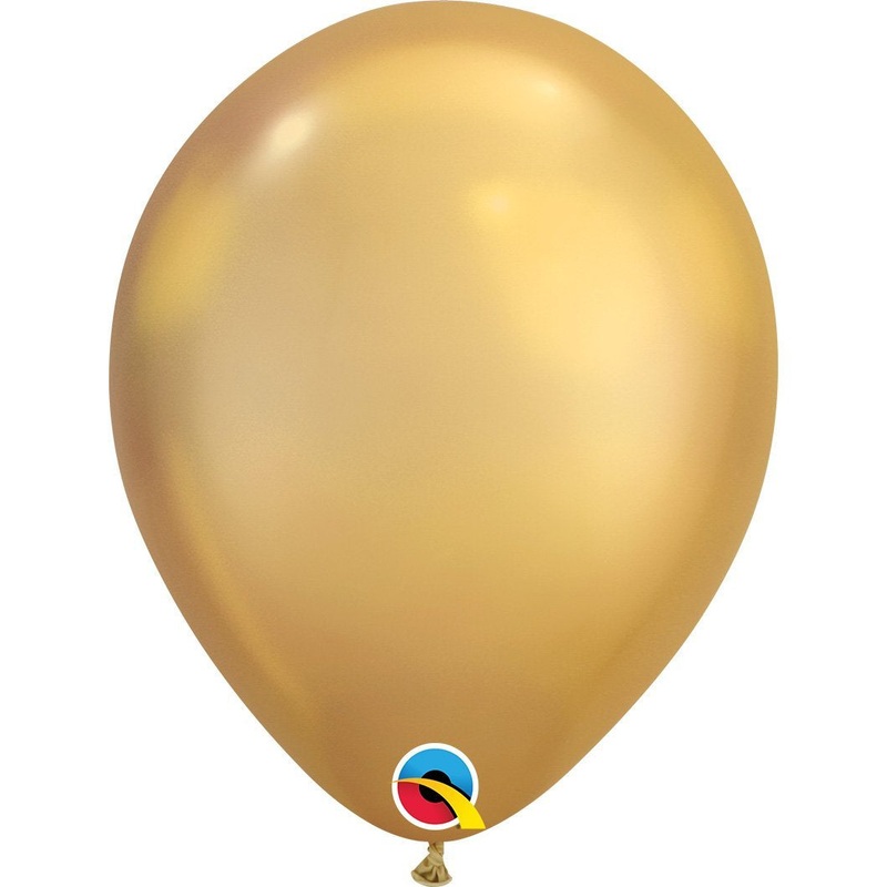 Chrome Golden Round Plain Latex Balloon 11in / 28cm
