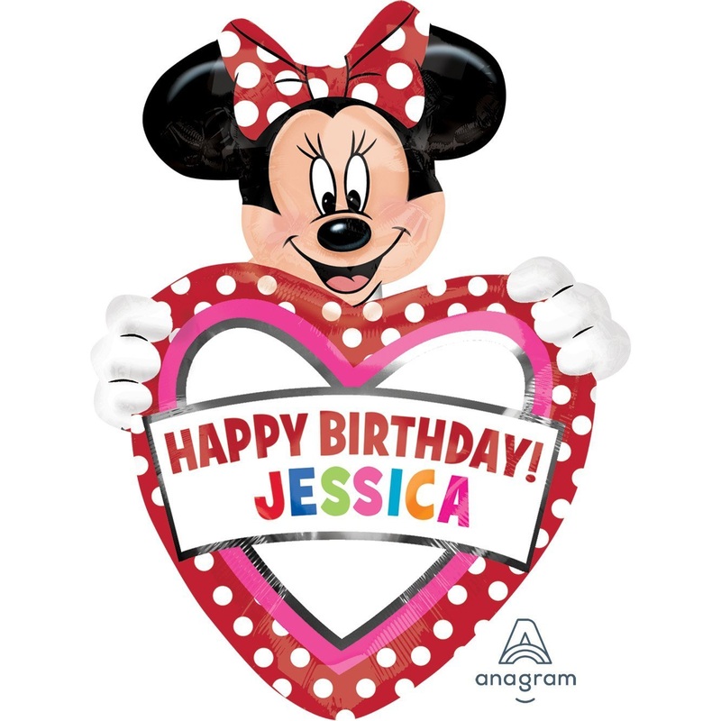 Minnie Mouse Birthday - Personalized XL Die Cut Foil Balloon 24in x 33in / 61cm x 84cm