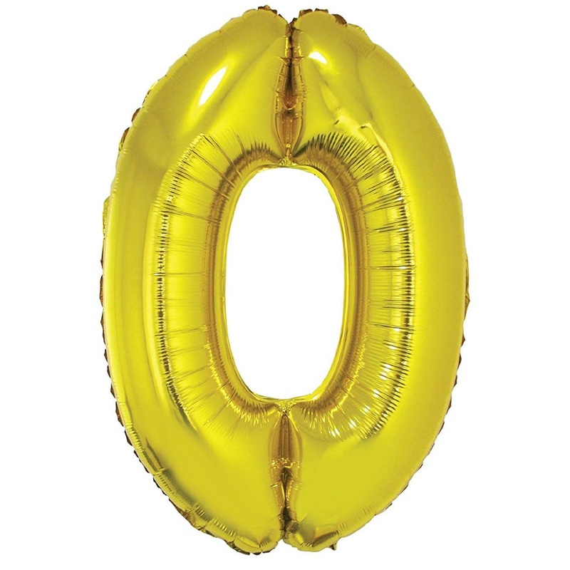 Number "0" Gold Die Cut Foil Balloon 40in / 101cm