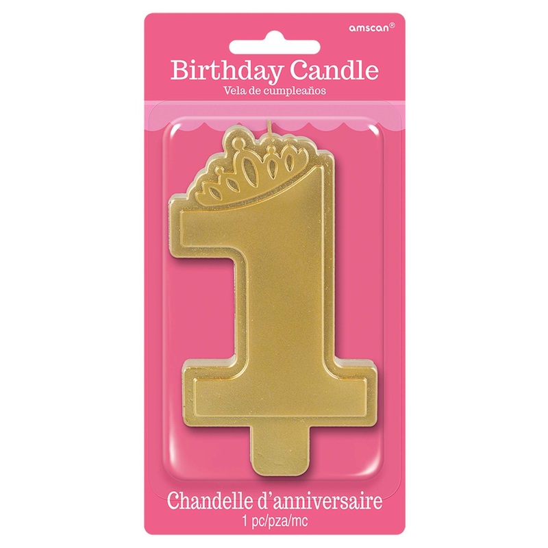 Number "1" 1st Birthday Cake Candle - Metallic Gold