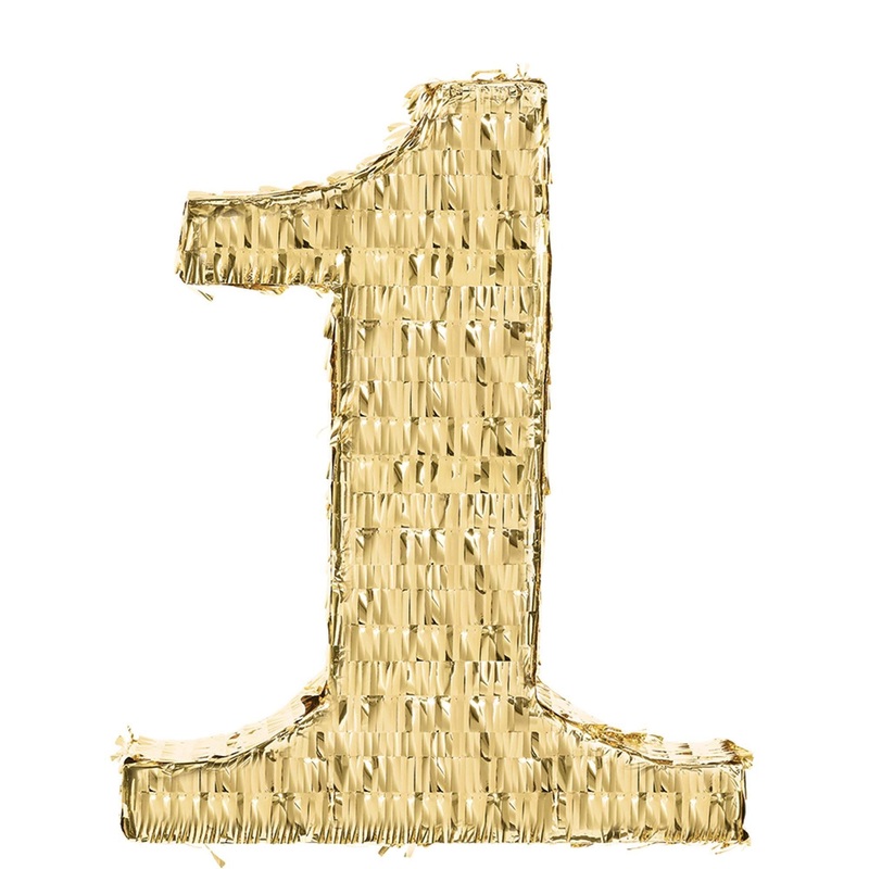Number "1" Boho Birthday Deluxe Pinata - Gold 22in x 15in x 3in