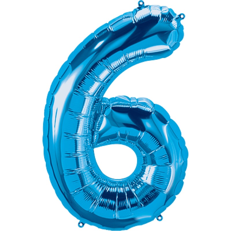 Number "6" Blue Foil Balloon 40in