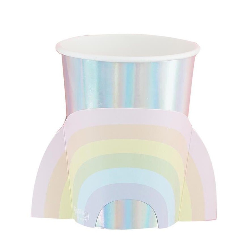 Pastel And Iridescent Paper Rainbow Cups - Pack of 8