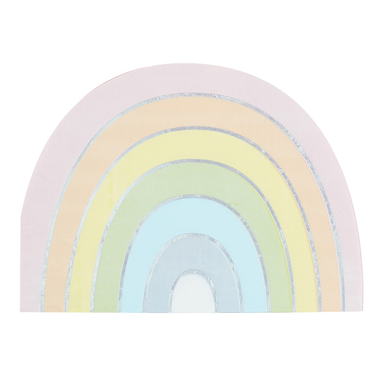 Pastel & Iridescent Rainbow Paper Napkins - Pastel Party - Pack of 16