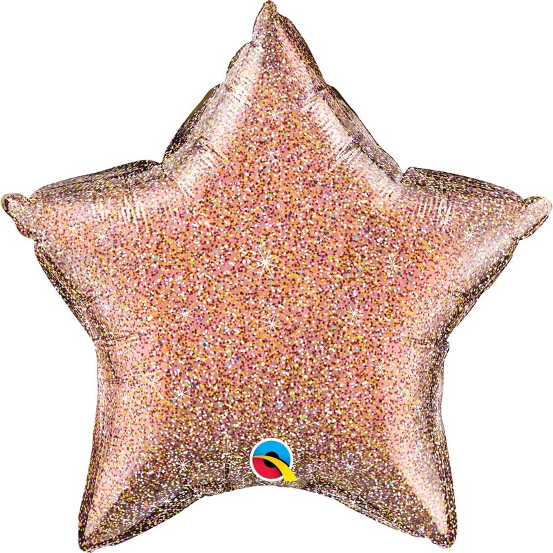 Qualatex Glitter Rose Gold Star Foil Balloon 20in