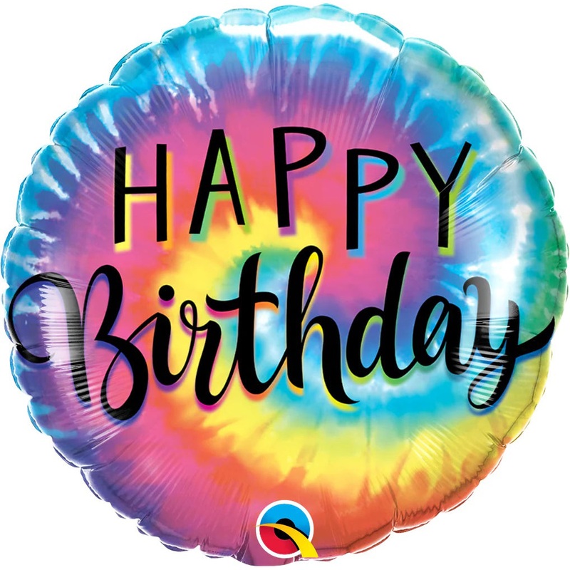 Qualatex Happy Birthday Tie Dye Swirls Foil Balloon 18in