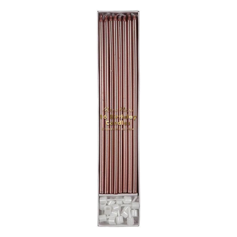 Rose Gold Long Candles 18cm - Pack of 16