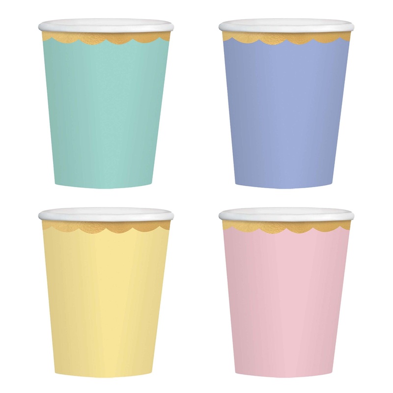 Spring Pastels Cups 12oz - Metallic Paper - Pack of 8