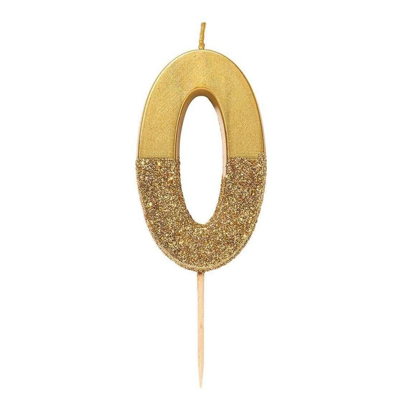 Talking Tables Gold Glitter Number Candle 0