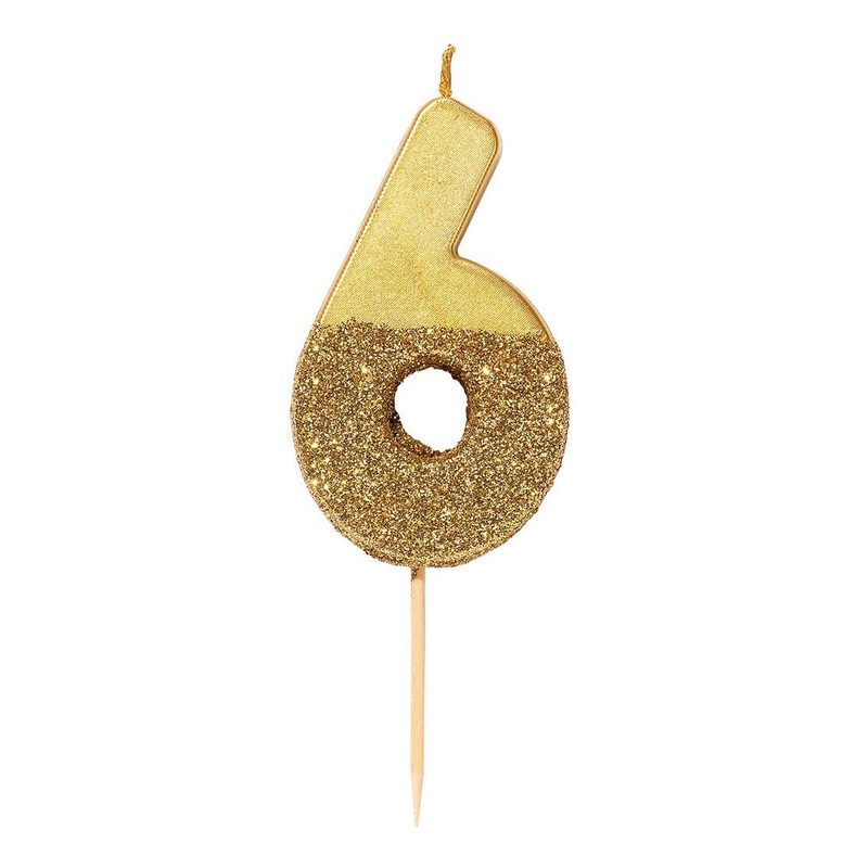 Talking Tables Gold Glitter Number Candle 6