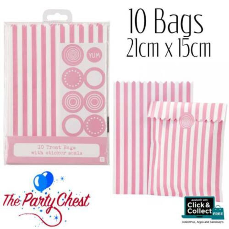 Talking Tables Pink Striped Treat Bags - Pack of 10