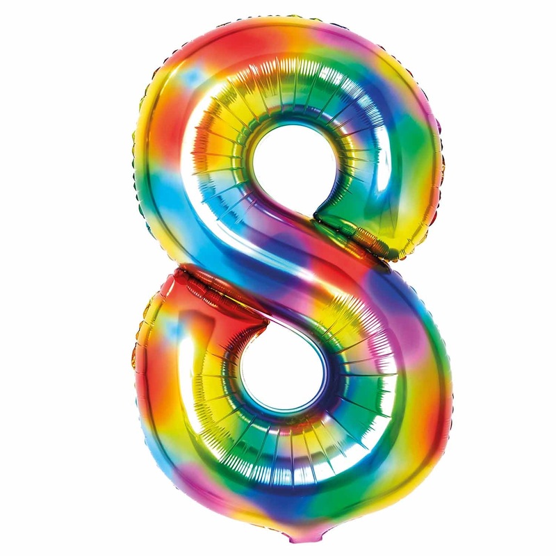 SuperShape Foil Balloon Number 8 - Bright Rainbow