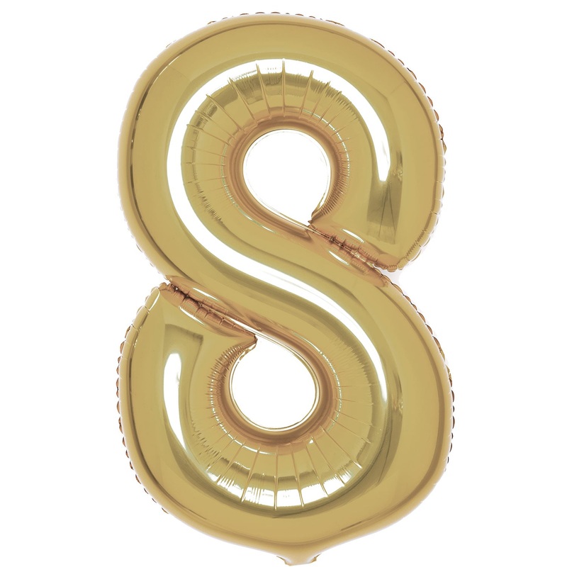 SuperShape Foil Balloon Number 8 - White Gold