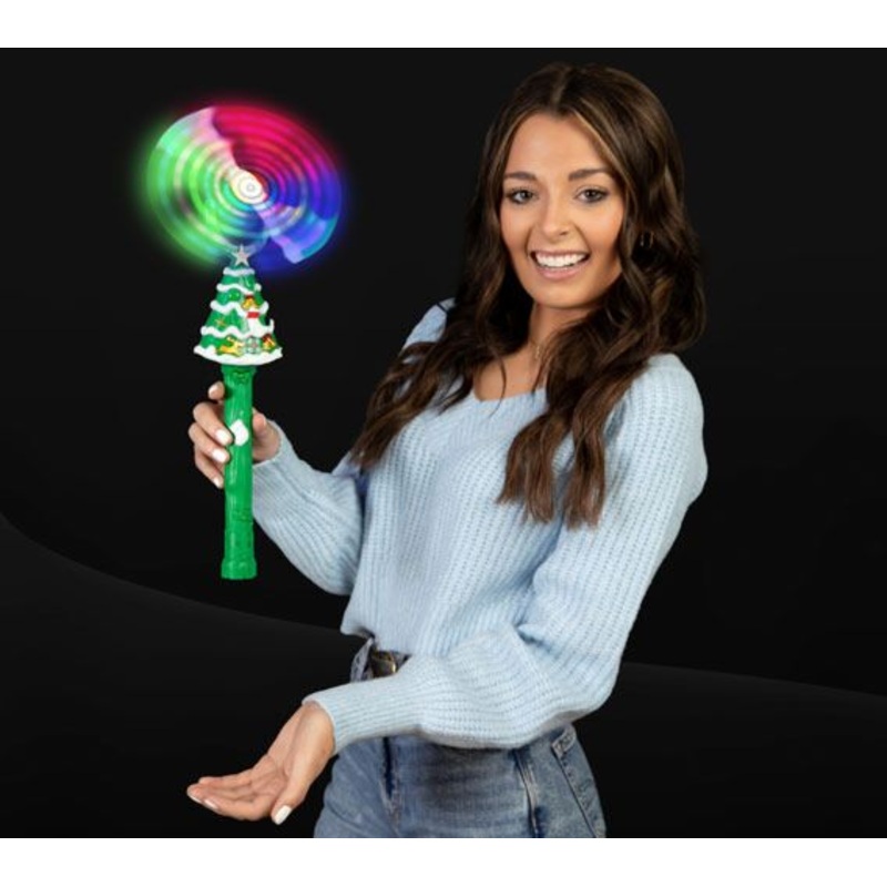 15 Inches Light Up Christmas Tree Windmill Wand - 1 Per Pack