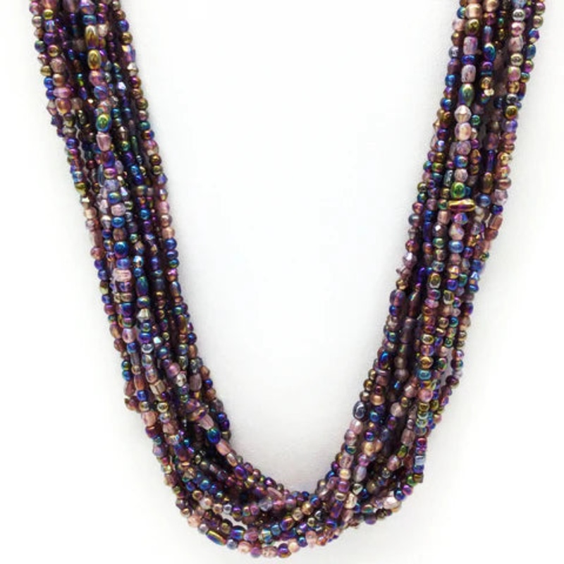 27" Iridescent Purple Glass Bead Necklaces
