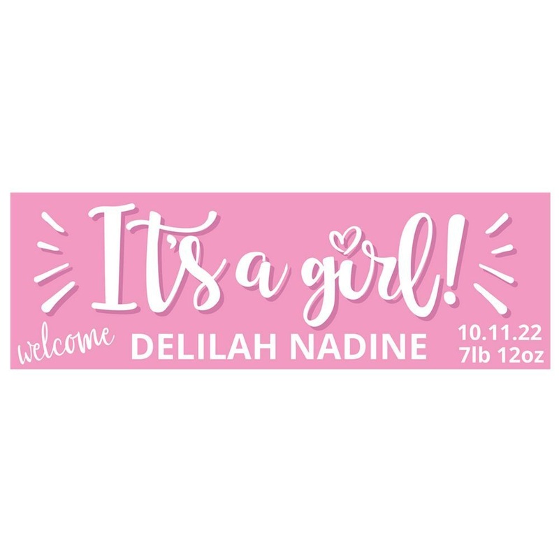 Personalized Girl Birth Announcement Banner - Large