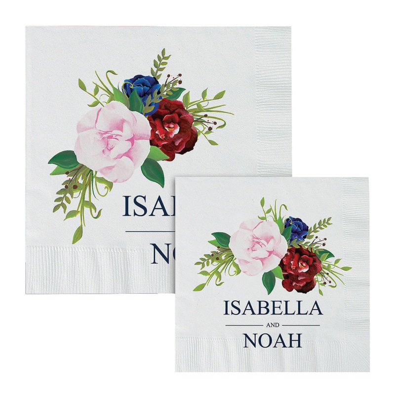 Personalized Burgundy Beverage Blush Napkins