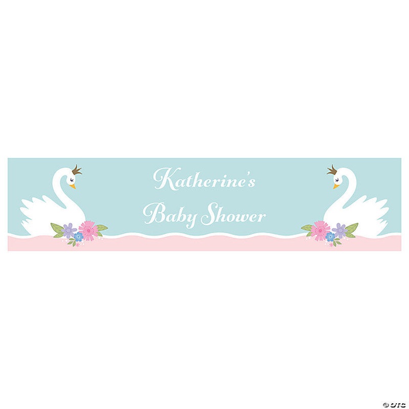 Sweet Swan Baby Shower Paper Custom Banner