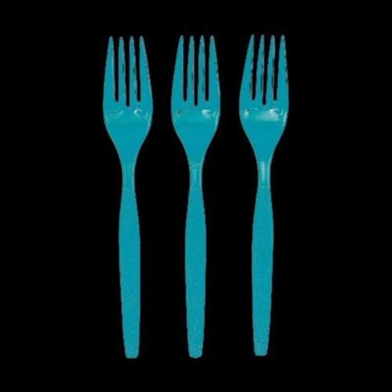 Turquoise Color Plastic Forks