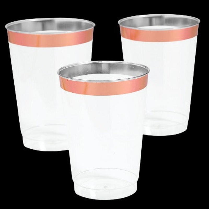 12 Oz Rose Gold Rim Plastic Cups