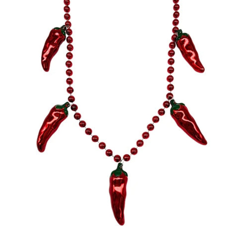 42" Red Hot Chili Pepper Bead Necklace