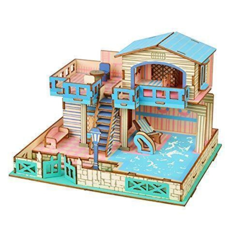 Natural Wood 3D Puzzle Nusa Island Villa Craft Building Set