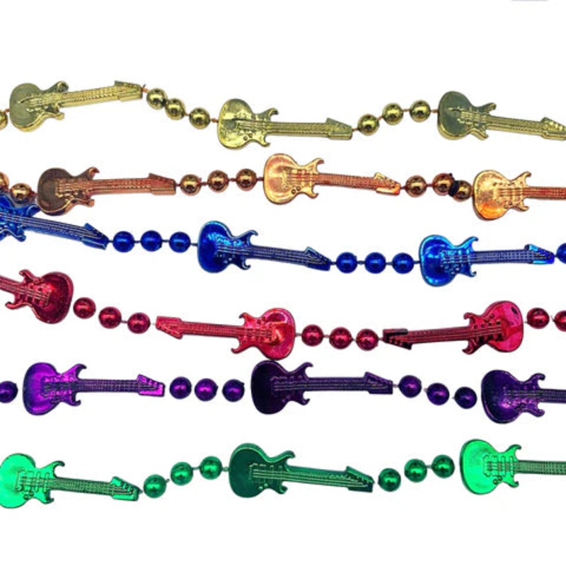 36" Guitar Bead Necklace - 6 Assorted Colors