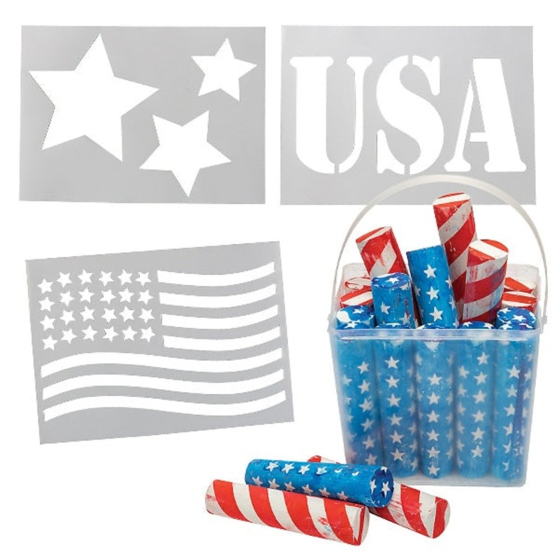 Patriotic Stencil & Sidewalk Chalk Kit