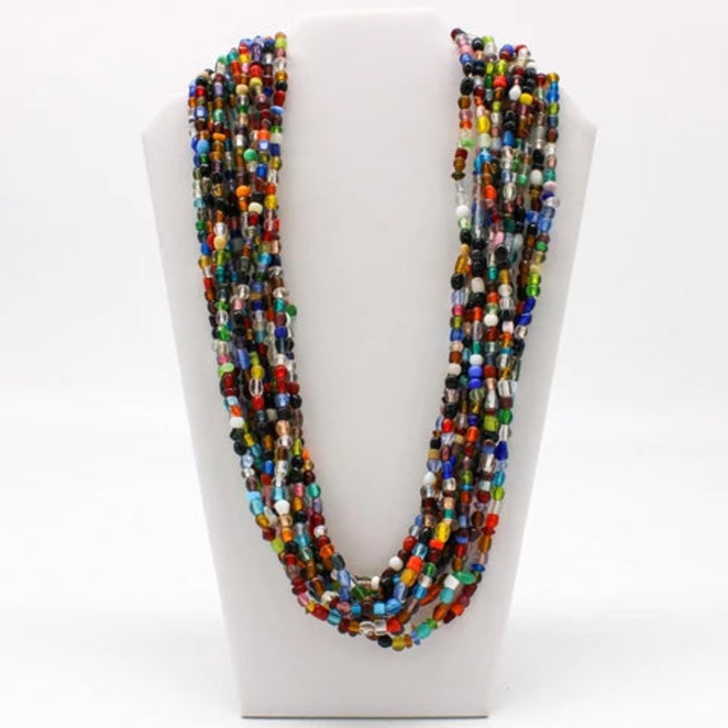 27" Multi Color Glass Bead Necklaces