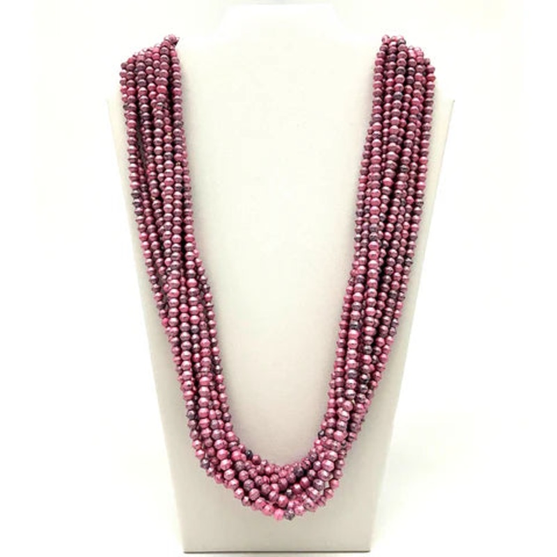 27" Pink Glass Bead Necklaces