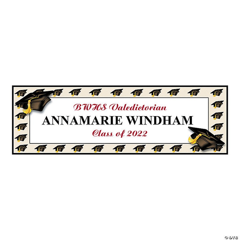 Mortarboard Cap Graduation Custom Banner - Medium