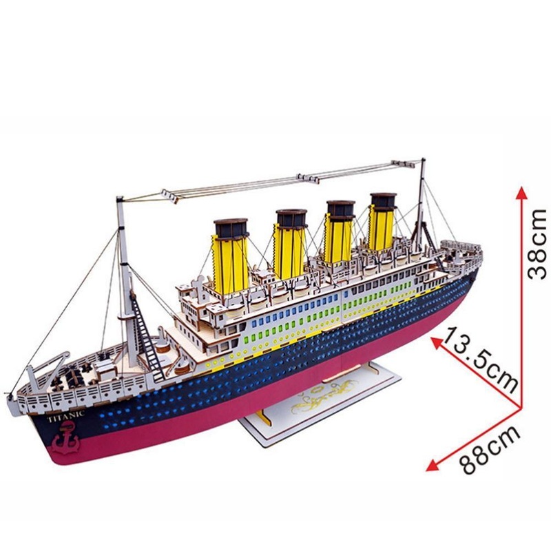 Natural Wood 3D Puzzle Titanic Ship 35" Long Craft Building Set